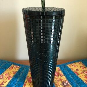 Starbucks Green Square Textured 24oz Tumbler with straw New Venti Size Jeweled